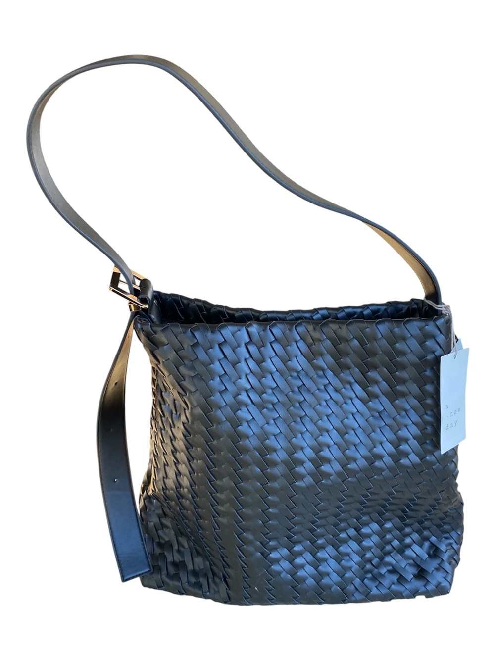 A New Day Black Woven Hobo Shoulder Bag Slouchy Purse